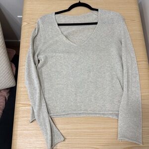 Brandy Melville Light Gray V-Neck Sweater